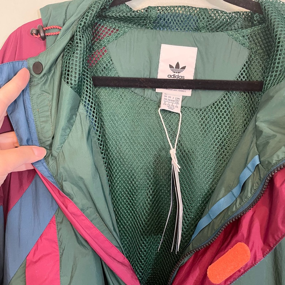 ADIDAS Windbreaker Men 2XL Vintage Atric Lite Colorblock Hoodie Jacket Green NWT - Picture 2 of 14